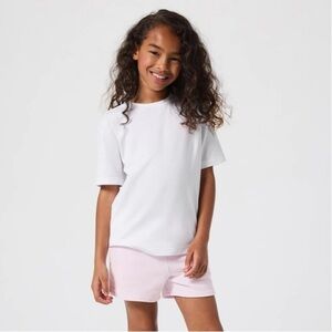 NWT Fabletics 24-7 Kids Oversized Tee Classic White/Luxe 360 XS H91
